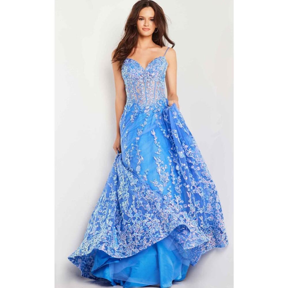 Jovani Style 37421 Blue Gown (size 8) - Picture 2 of 9